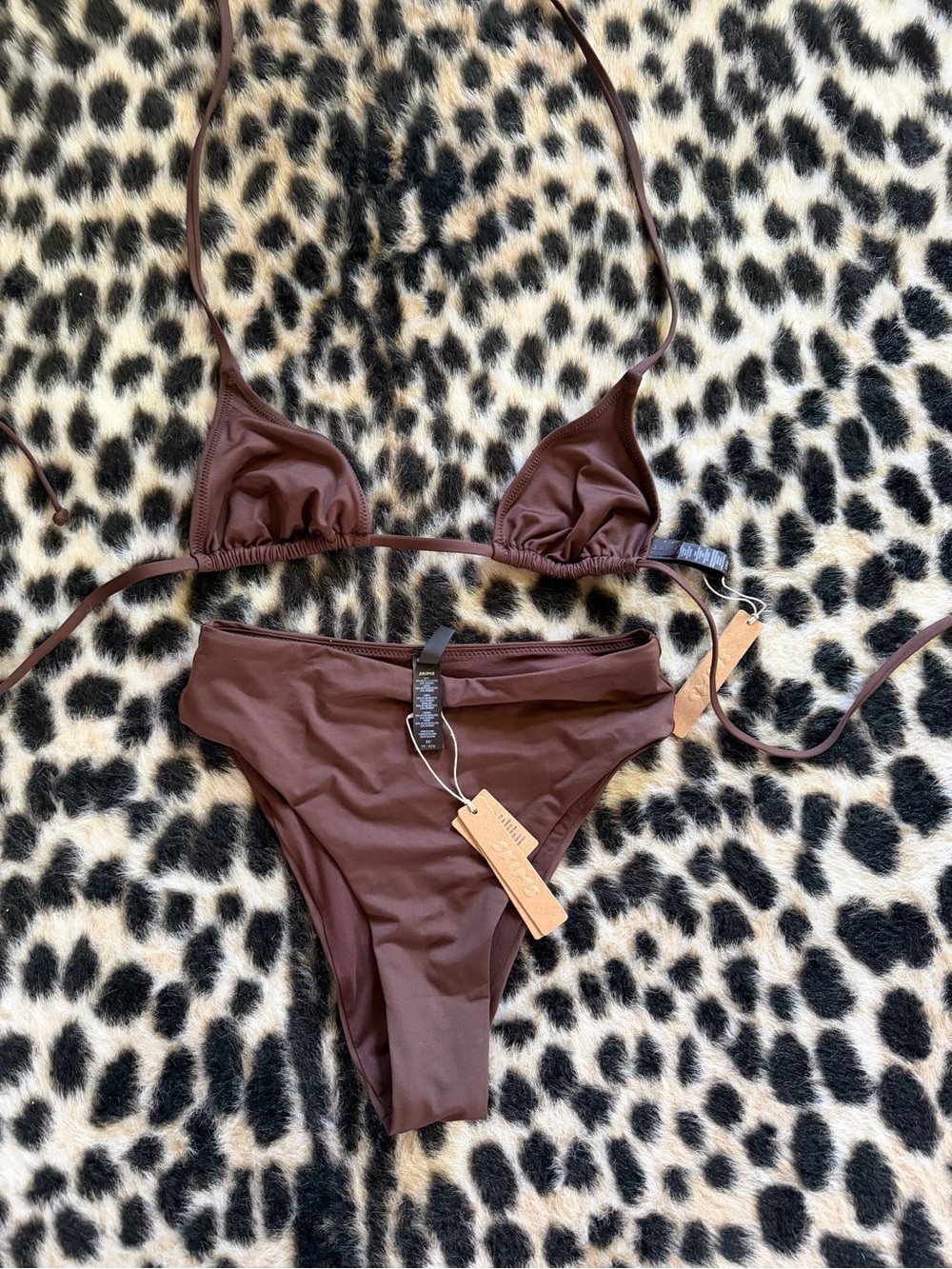 SKIMS Signature recycled cocoa Brown Two-Piece Bikini Set NWT
